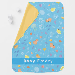Cute Ocean Animals Personalized Baby Blanket