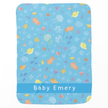 Cute Ocean Animals Personalized Baby Blanket