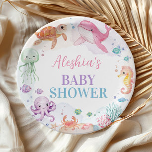 Cute Ocean Animals Sea You Soon Baby Shower Paper Plates