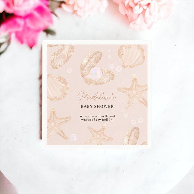 Cute ocean beach little pearl baby shower  napkins (Cute ocean beach little pearl baby shower napkins)