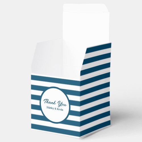 Cute ocean blue and white stripe wedding favor box