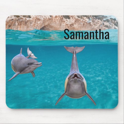 Cute Ocean Dolphin Lover Monogram  Mouse Pad