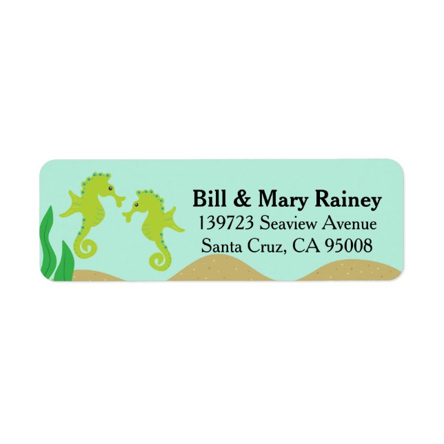 Cute Ocean Double Sea Horse Label (Front)