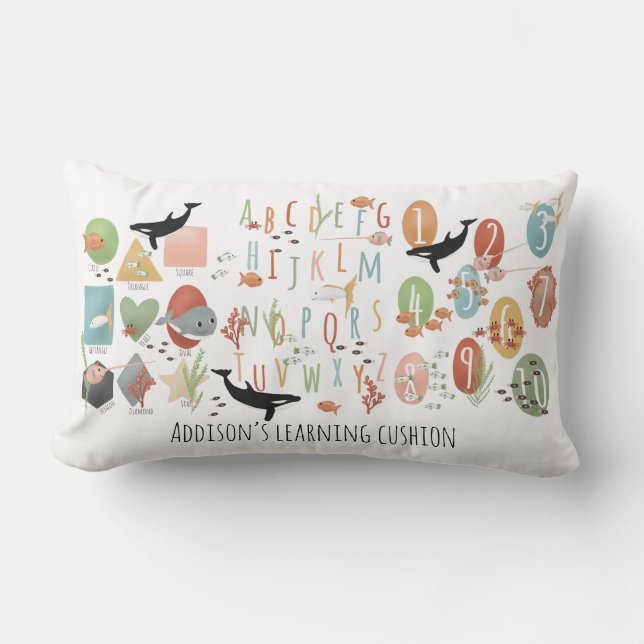 Cute Ocean Early Learning Educational ABC Kids Lumbar Pillow (Front)