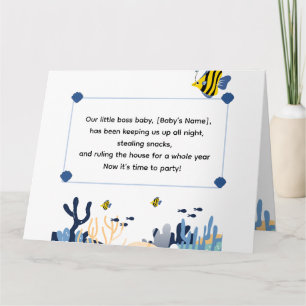 Cute Ocean First Birthday Celebration Invitation