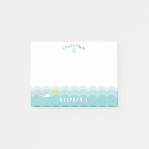 Cute Ocean Fish Hearts Whimsical  Personalized Post_it Notes