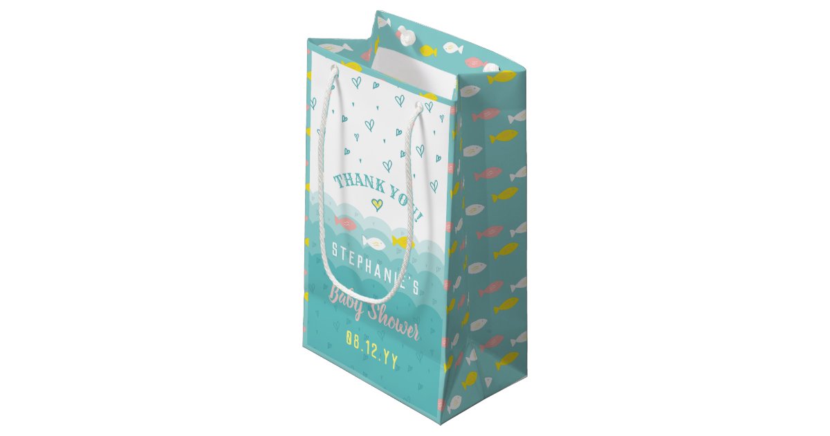 Cute Ocean Fish Whimsical Baby Shower Thank You Small Gift Bag Cute Ocean Fish Whimsical Baby Shower Thank You Small Gift Bag