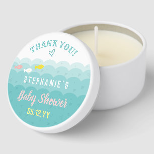 Cute Ocean Hearts Whimsical Baby Shower Thank You Mini Candle Favors