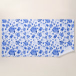 Cute Ocean Life Blue Watercolor Pattern Tote Bag Beach Towel