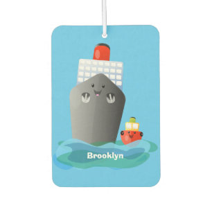 Cute ocean liner ship tug cartoon illustration  air freshener