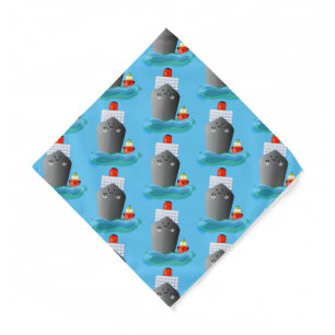 Cute ocean liner ship tug cartoon illustration bandana