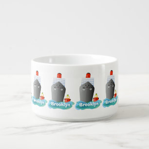 Cute ocean liner ship tug cartoon illustration bowl