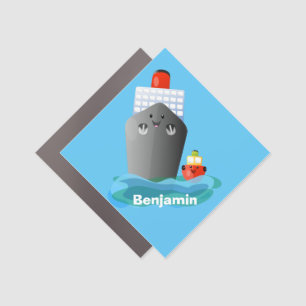 Cute ocean liner ship tug cartoon illustration car magnet
