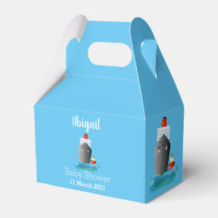 Cute ocean liner ship tug cartoon illustration favor boxes