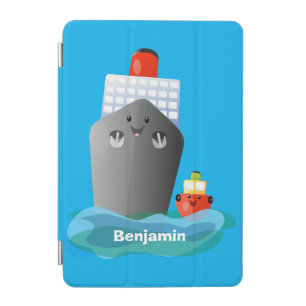 Cute ocean liner ship tug cartoon illustration iPad mini cover