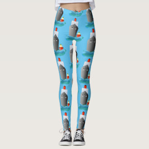 Cute ocean liner ship tug cartoon illustration leggings