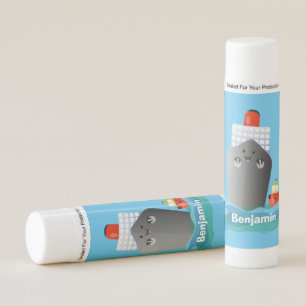 Cute ocean liner ship tug cartoon illustration lip balm