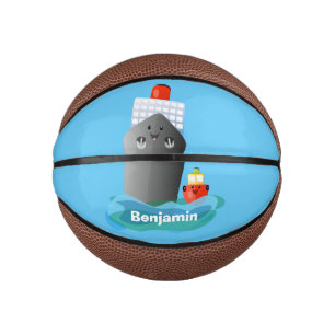 Cute ocean liner ship tug cartoon illustration mini basketball