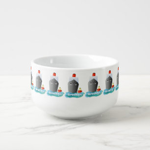 Cute ocean liner ship tug cartoon illustration soup mug