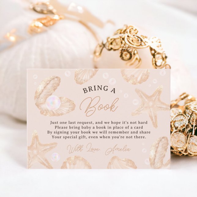 Cute ocean little pearl baby shower bring a book enclosure card (Cute ocean little pearl baby shower bring a book enclosure card)