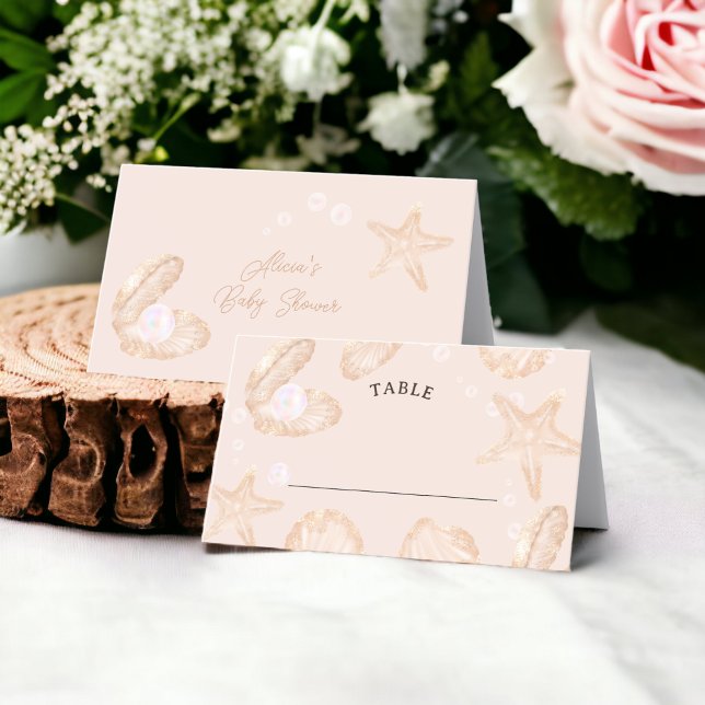 Cute ocean little pearl baby shower table place card (Cute ocean little pearl baby shower table place card)