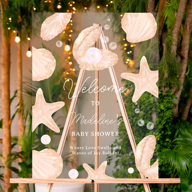Cute ocean little pearl baby shower welcome acrylic sign Zazzle