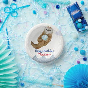 Cute Ocean Otter Scallops Birthday party Paper Bowls