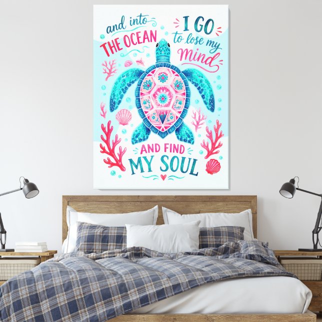 Cute Ocean Pun Wrapped Canvas Wall Art (Insitu(Bedroom))