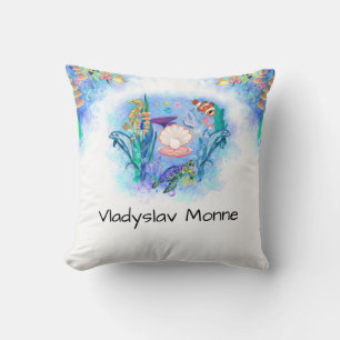 Cute Ocean Sea Animals Colourfully Baby Birthday Throw Pillow