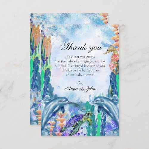 Cute Ocean Sea Animals Thank You Card