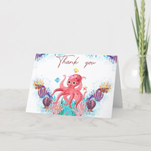 Cute Ocean Sea baby Octopus colourful  Thank You Card