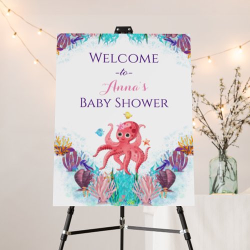 Cute Ocean Sea baby Octopus colourful Welcome  Pos Foam Board