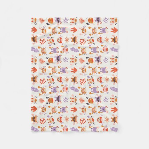 Cute Ocean Sea Friends Coral Crab Watercolor Fleece Blanket