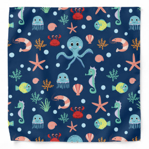 Cute Ocean Sea Life Pattern Bandana