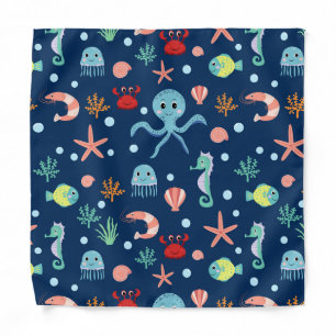 Cute Ocean Sea Life Pattern Bandana
