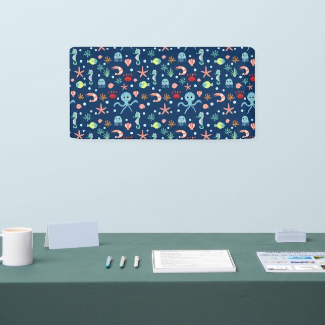 Cute Ocean Sea Life Pattern Banner (Tradeshow)
