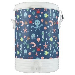 Cute Ocean Sea Life Pattern Beverage Cooler