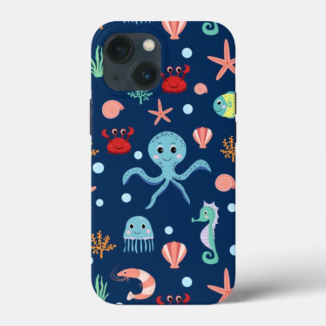 Cute Ocean Sea Life Pattern Case-Mate iPhone Case (Back)