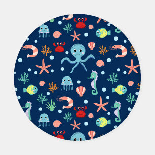 Cute Ocean Sea Life Pattern Coaster Set