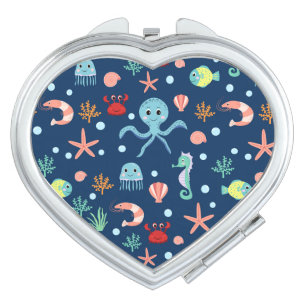 Cute Ocean Sea Life Pattern Compact Mirror
