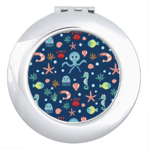 Cute Ocean Sea Life Pattern Compact Mirror