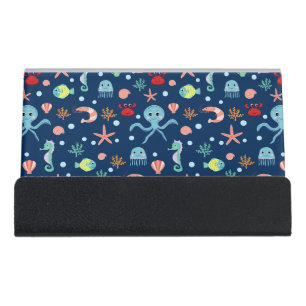 Cute Ocean Sea Life Pattern Desk Business Card Holder