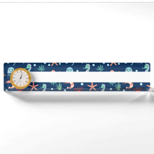 Cute Ocean Sea Life Pattern Desk Name Plate
