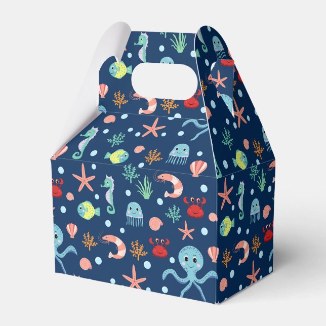 Cute Ocean Sea Life Pattern Favor Boxes (Front Side)