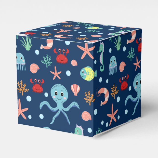 Cute Ocean Sea Life Pattern Favor Boxes (Front Side)