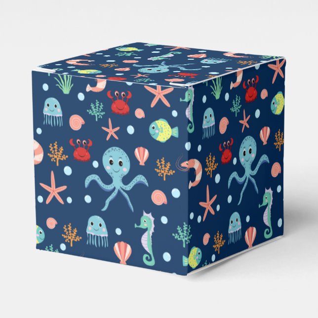Cute Ocean Sea Life Pattern Favor Boxes (Front Side)