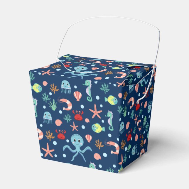 Cute Ocean Sea Life Pattern Favor Boxes (Front Side)