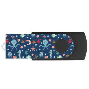 Cute Ocean Sea Life Pattern Flash Drive