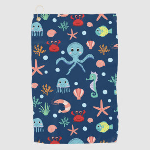 Cute Ocean Sea Life Pattern Golf Towel