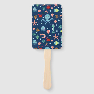 Cute Ocean Sea Life Pattern Hand Fan